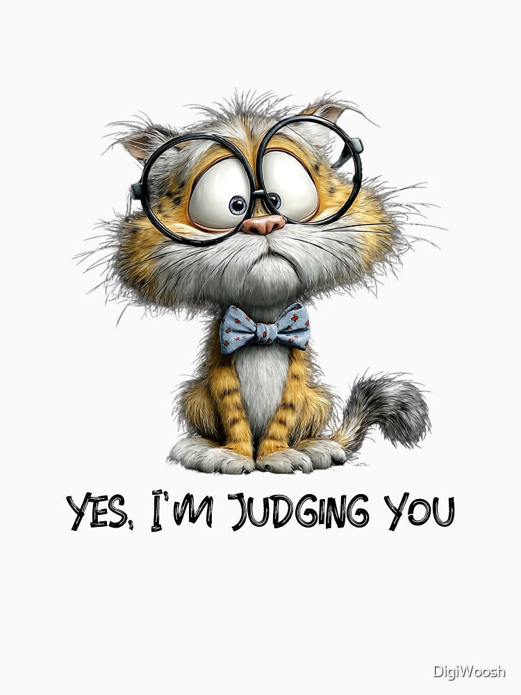 Yes, I’m Judging You – Nerd Cat with Glasses | Funny Smart Cat Illustration by DigiWoosh T-Shirts, Hoodie,... (Image 3)