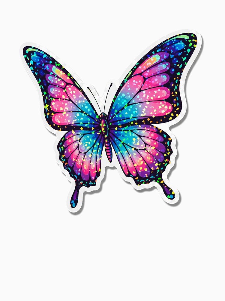 Y2K Aesthetic Butterfly Sticker – Vaporwave Holographic Design by 001Haiba T-Shirts, Hoodie, Sweatshirt (Image 3)