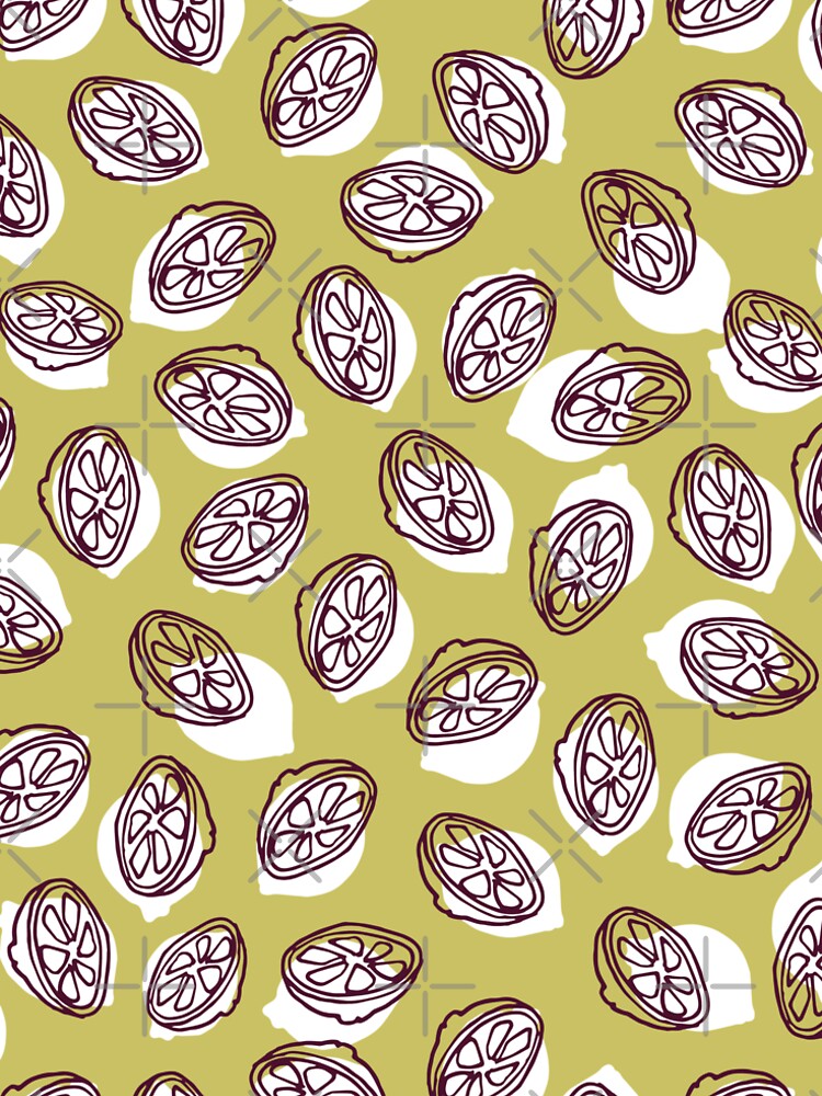Vector green half lemon slice doodle citrus fruits segments seamless pattern. by jamiesoondesign T-Shirts,... (Image 2)