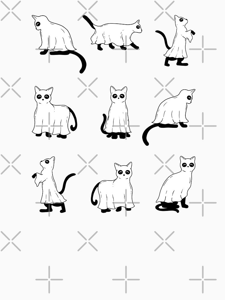 Halloween Ghost Cat Pattern - Cute Spooky - Cat Lover Halloween by patternjp T-Shirts, Hoodie, Sweatshirt (Image 3)