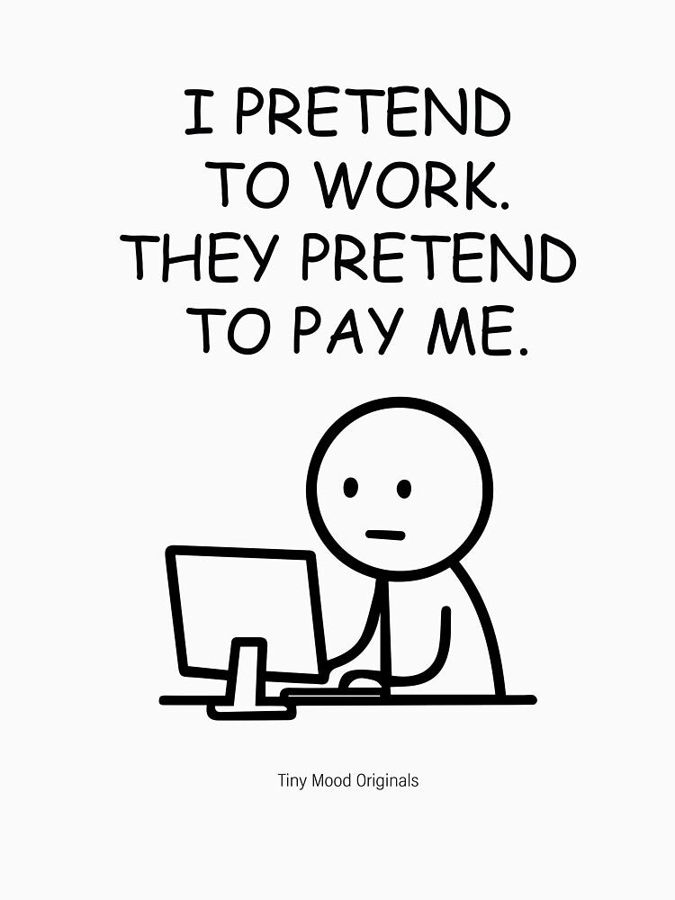 Minimalist Stick Figure Pretend to Work – Funny Office Wall Art by eivicraft T-Shirts, Hoodie, Sweatshirt (Image 3)