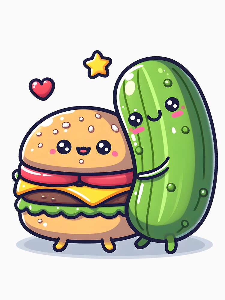 Kawaii Burger Hugging Pickle by CanvasCutie T-Shirts, Hoodie, Sweatshirt | BlankRebels.com (Image 3)