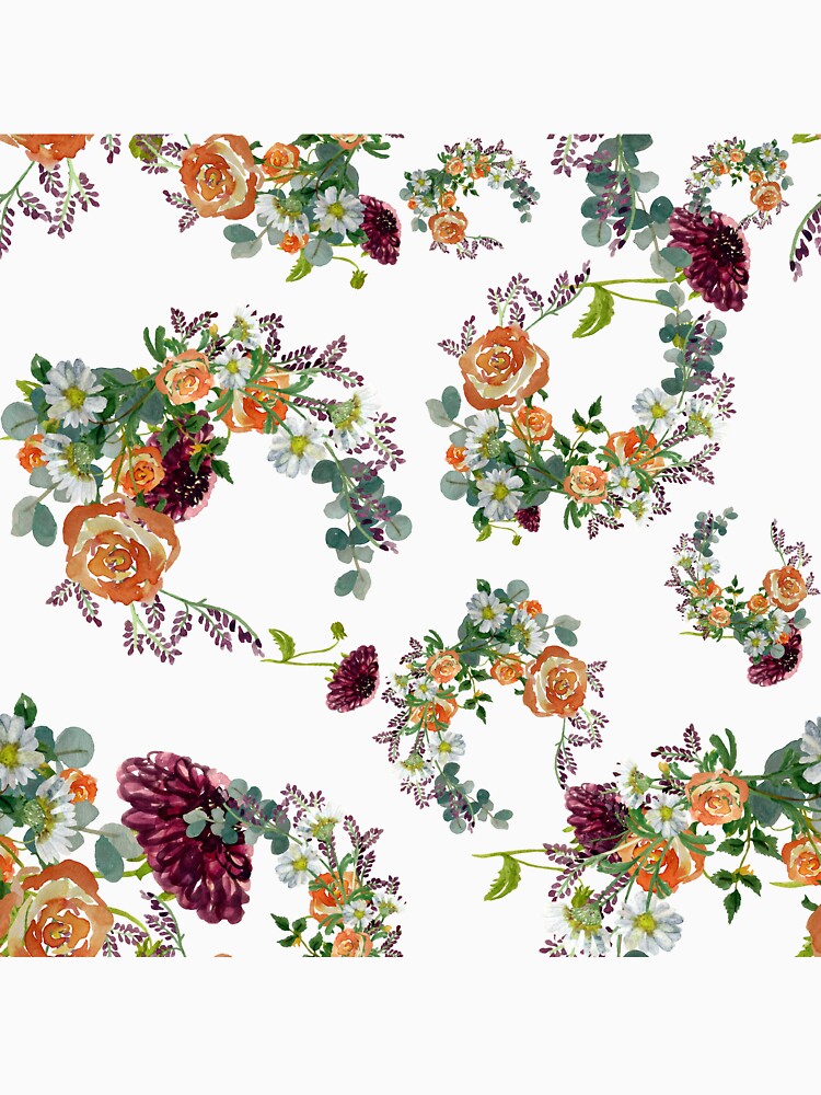 Dahlia red rose daisy pattern watercolor by Yana Mustafina | Boho Soulful Designs T-Shirts, Hoodie, Sweatshirt (Image 3)