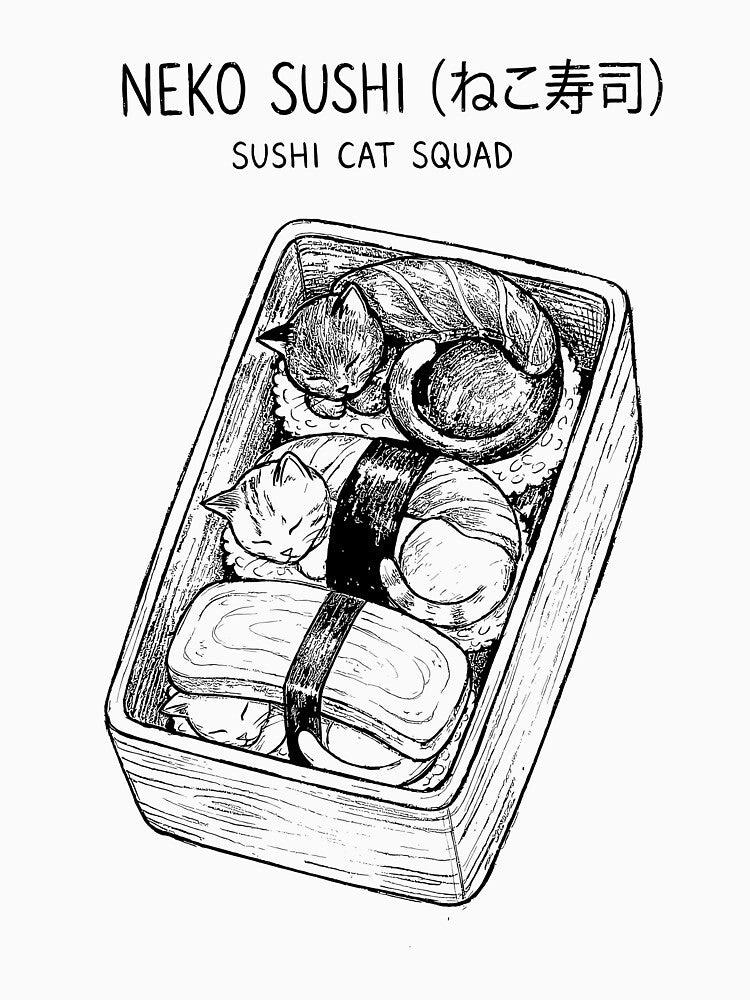 The Sushi Cat Squad - Japanese Neko Cat by bapupa