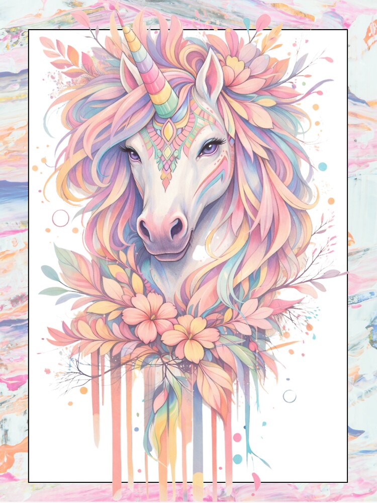 Pastel Rainbow Unicorn Floral Illustration – Dreamy Fantasy Boho Art Design by rekan.design T-Shirts, Hoodie,... (Image 3)