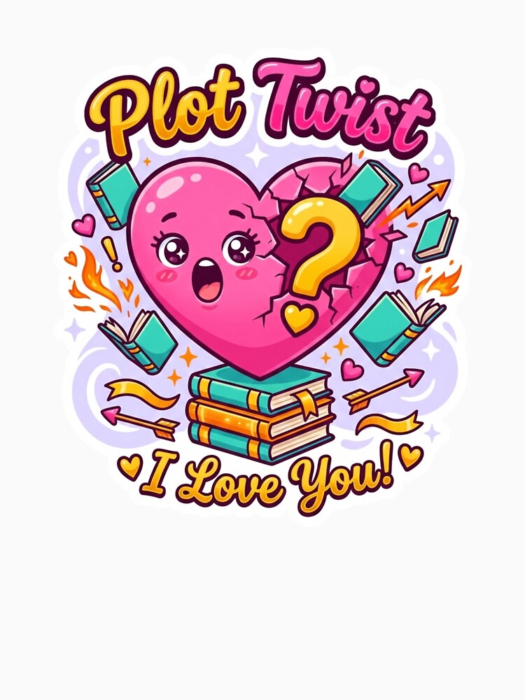 Plot Twist Love - Kawaii Bookish Valentine Sticker by OrikuStudio