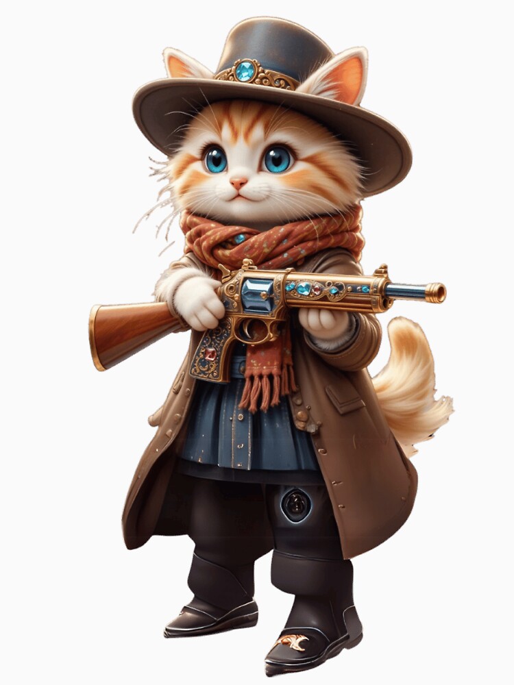 Adventurous Cowboy Cat with a Golden Rifle by petloverheaven T-Shirts, Hoodie, Sweatshirt | BlankRebels.com (Image 3)