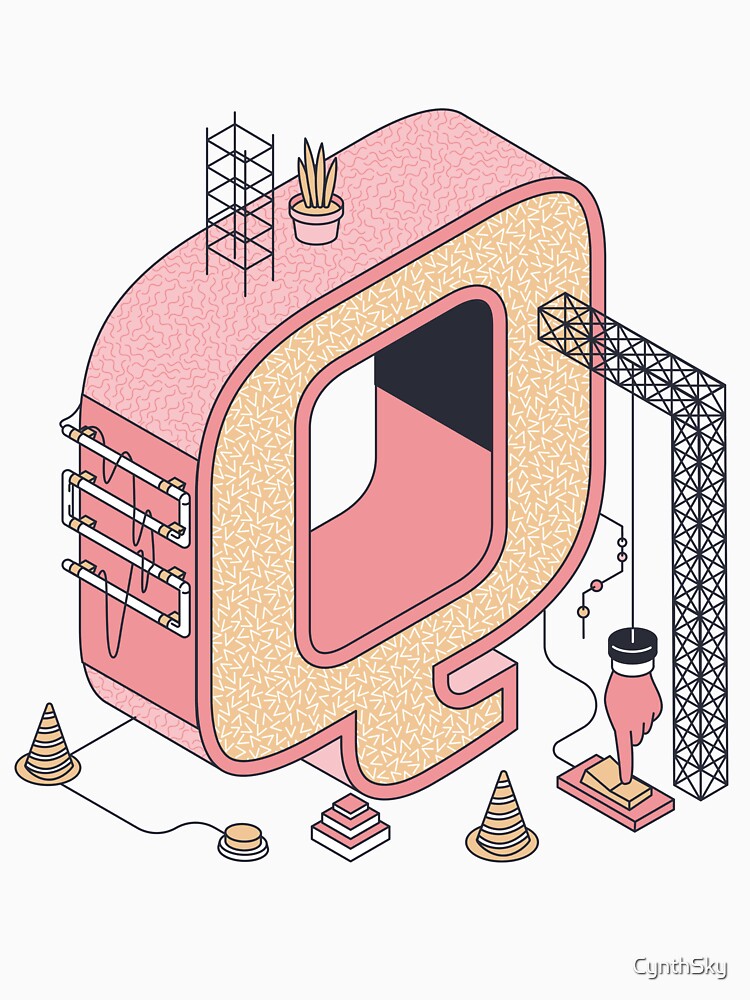 Pastel Retro Letter Q by CynthSky T-Shirts, Hoodie, Sweatshirt | BlankRebels.com (Image 3)