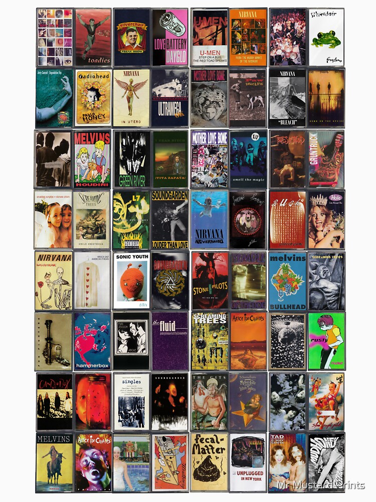 Greatest Grunge Music - Vintage Cassette Album Cover Art by Mr Mustard Prints T-Shirts, Hoodie, Sweatshirt (Image 3)