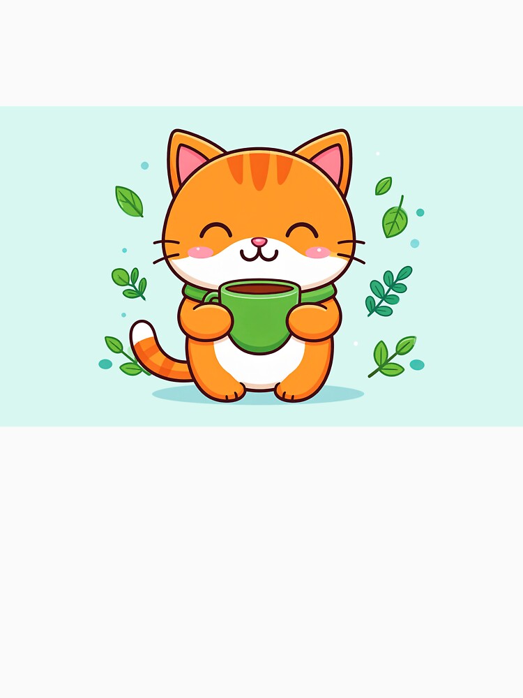 Herbal Hug: Cozy Cat with Green Tea Vibes by sakharumoowan08 T-Shirts, Hoodie, Sweatshirt | BlankRebels.com (Image 3)