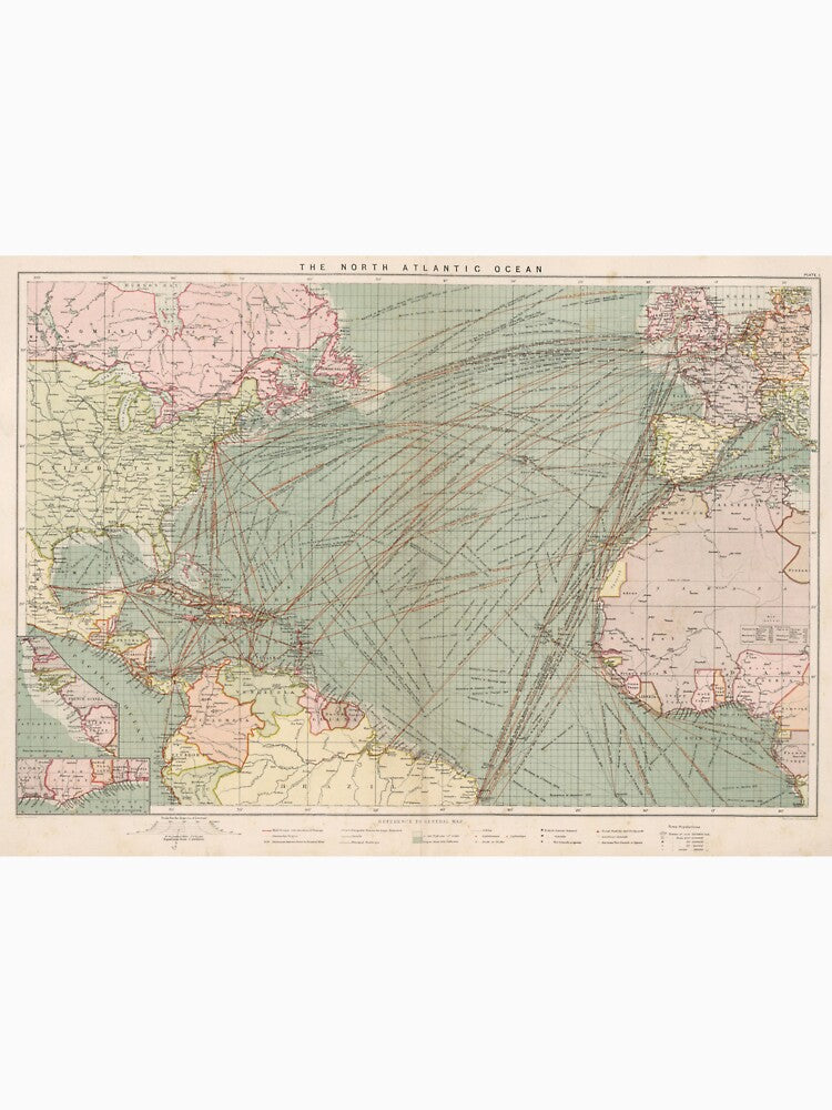 Vintage Atlantic Ocean Navagational Map (1905) by BravuraMedia T-Shirts, Hoodie, Sweatshirt | BlankRebels.com (Image 3)