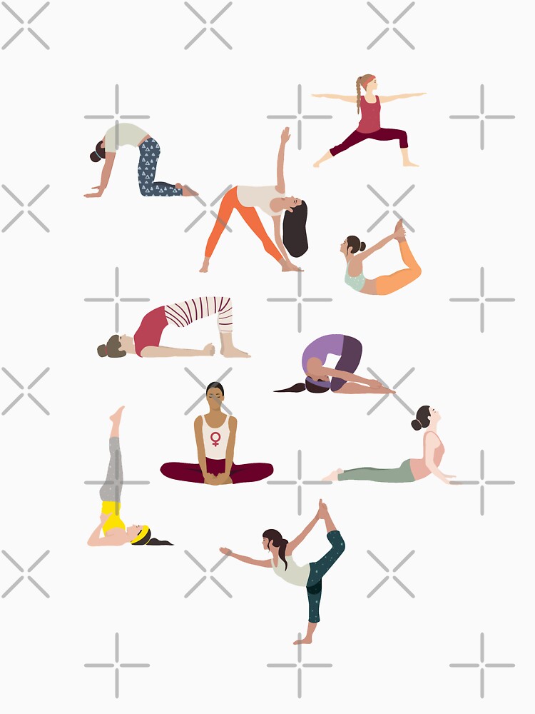 Yoga Poses | Yoga Artwork | Yoga Drawing | Yoga Asana | Yoga Practice by Sadhana Design Studio T-Shirts,... (Image 3)