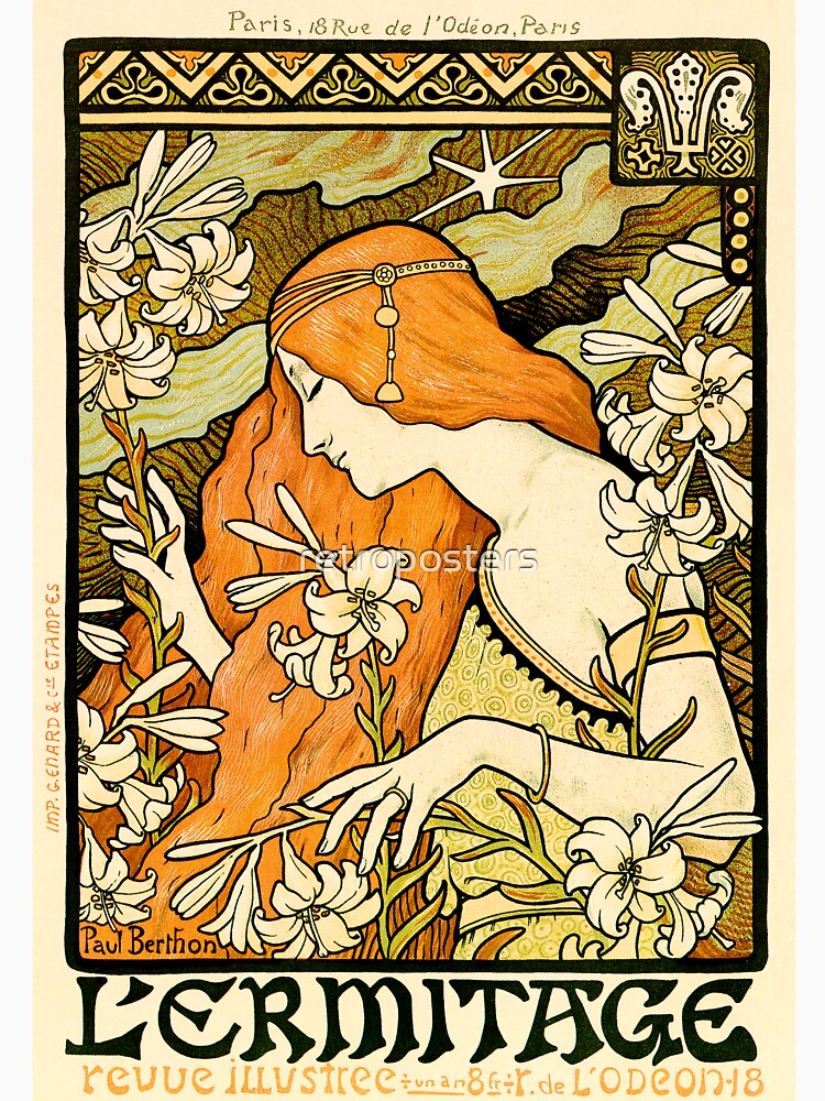Revue L 'ERMITAGE Paul Berthon 1897 French Artist Art Nouveau Lithograph T-Shirts, Hoodie, Sweatshirt
