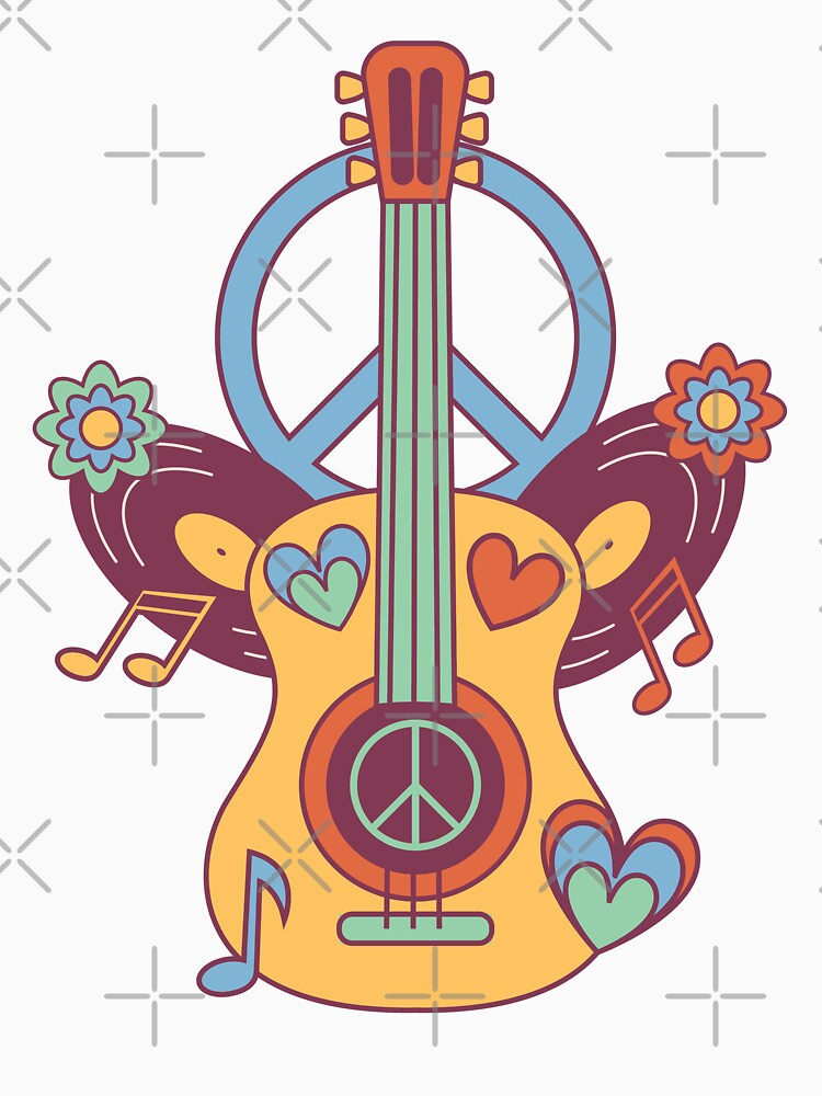 Hippie guitar heart sticker by DesignPMG