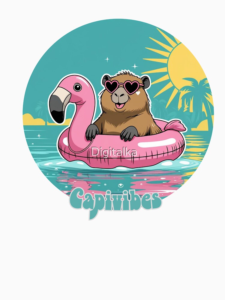 Capybara Summer – Cute Flamingo Pool Float Tropical T-Shirts, Hoodie, Sweatshirt
