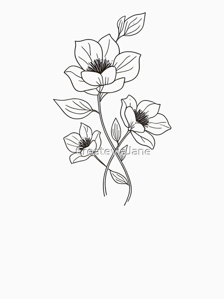 Botanical Bouquet – Minimalist Floral Line Art Design by CreateviaJane T-Shirts, Hoodie, Sweatshirt (Image 2)