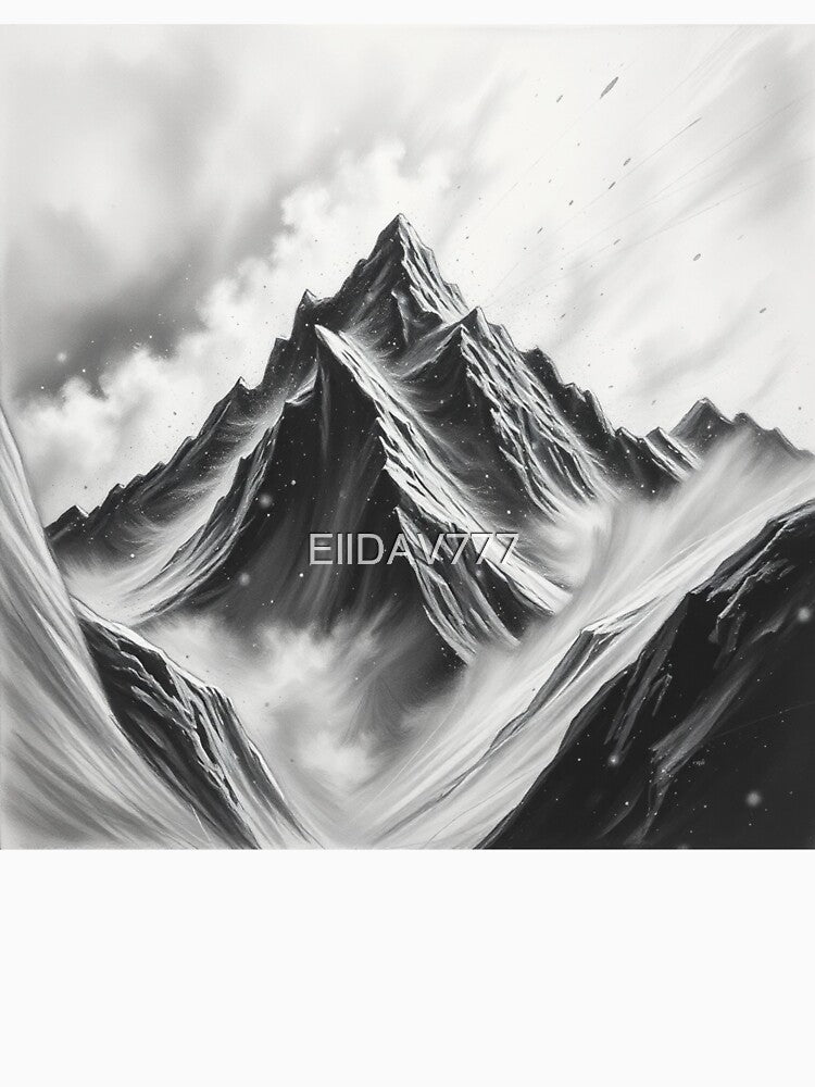 Black and White Majestic Mountain Art Print by EllDAV777 T-Shirts, Hoodie, Sweatshirt | BlankRebels.com (Image 3)