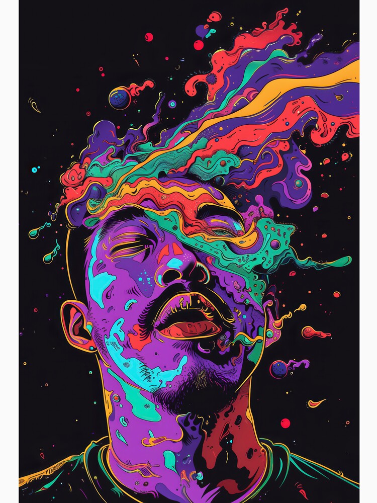 Psychedelic Neon Portrait | Abstract Color Explosion Art by Bodsha T-Shirts, Hoodie, Sweatshirt | BlankRebels.com (Image 3)