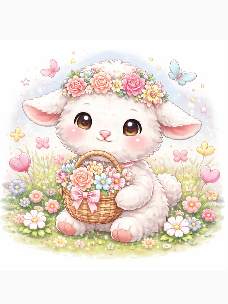 Kawaii Floral Lamb – Cute Pastel Aesthetic Animal Art by kimkosovo T-Shirts, Hoodie, Sweatshirt | BlankRebels.com (Image 3)