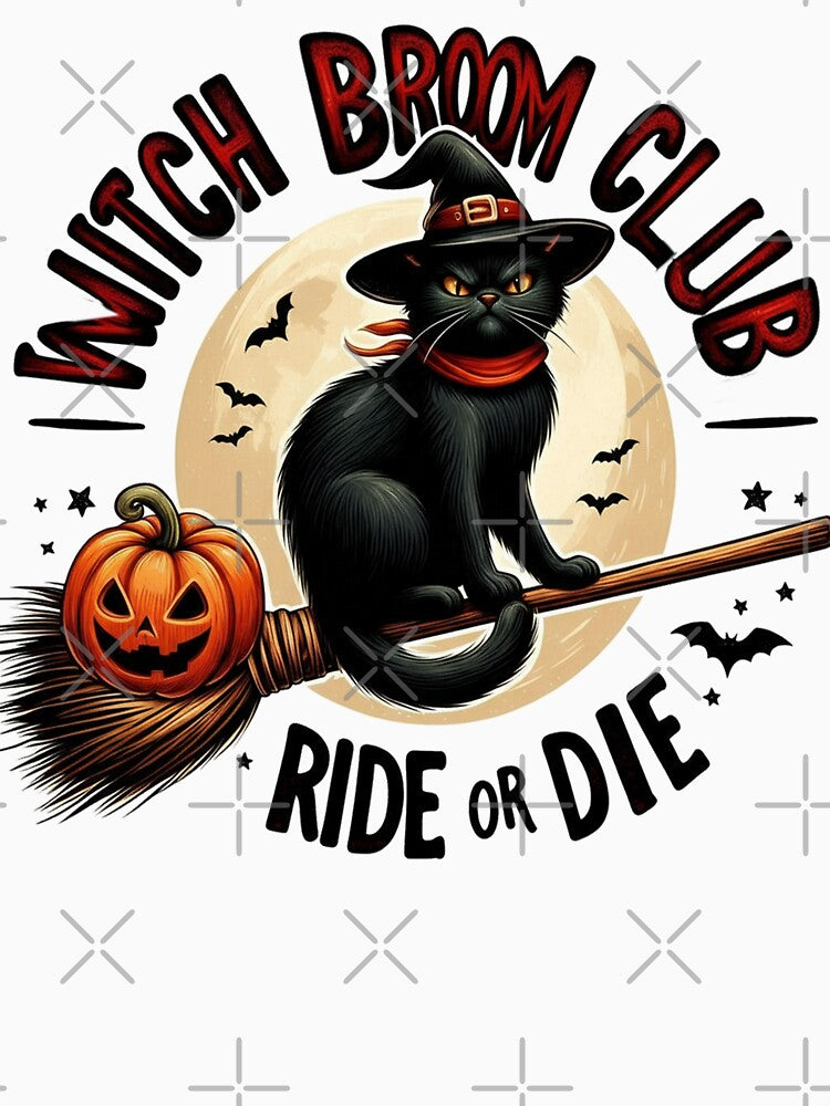 Black Cat Halloween, Broomstick Black Cat Halloween by vectcd T-Shirts, Hoodie, Sweatshirt | BlankRebels.com (Image 3)
