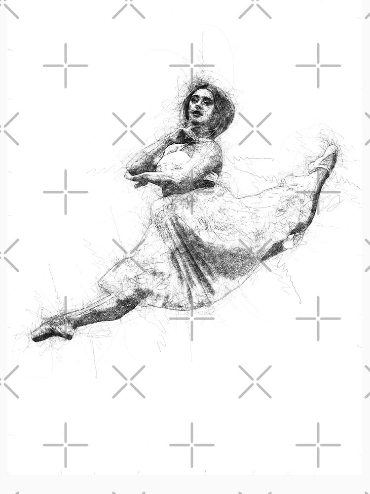 Leaping contemporary dancer - stylish line art in black and white by MintGubbins T-Shirts, Hoodie, Sweatshirt (Image 3)
