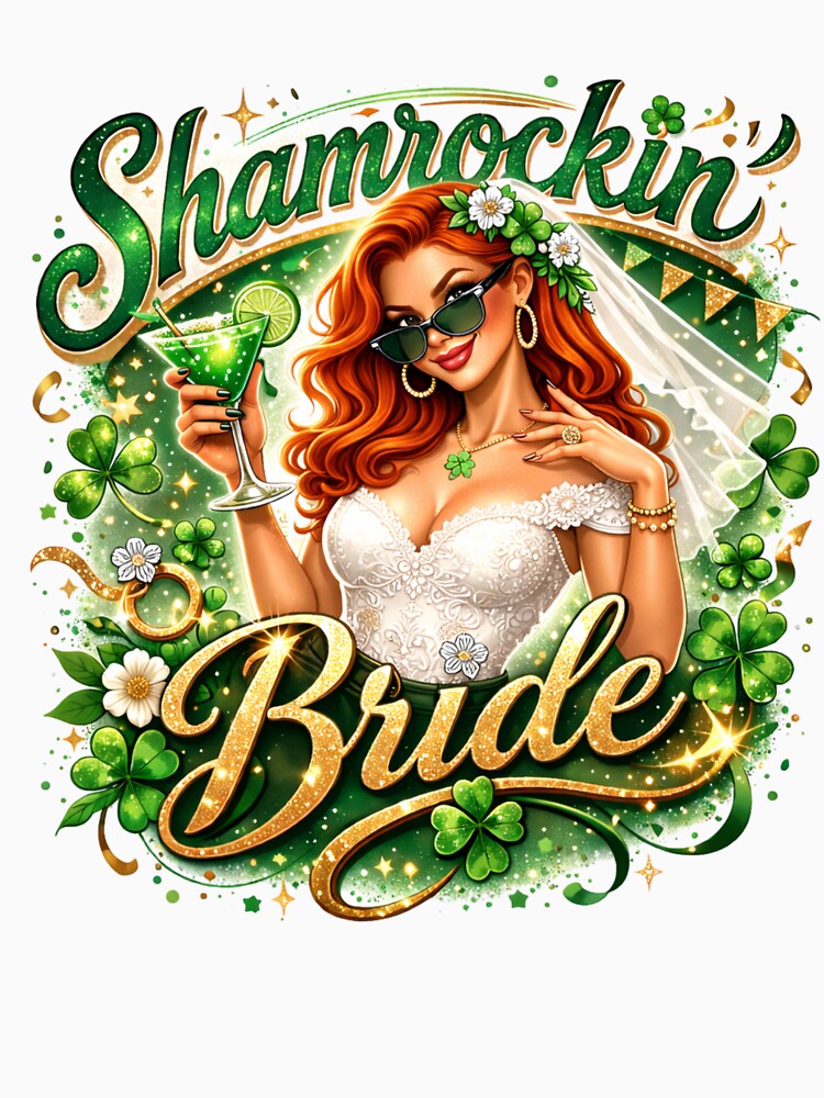 Shamrockin’ Bride – St. Patrick’s Day Bachelorette Shirt | Lucky in Love Bride Tee by CrazyGirlllc Hoodie,... (Image 3)