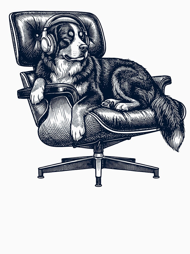 Vintage Bernese Mountain Dog with Headphones Mid Century Dog Lover by DoodleTortle T-Shirts, Hoodie, Sweatshirt (Image 3)
