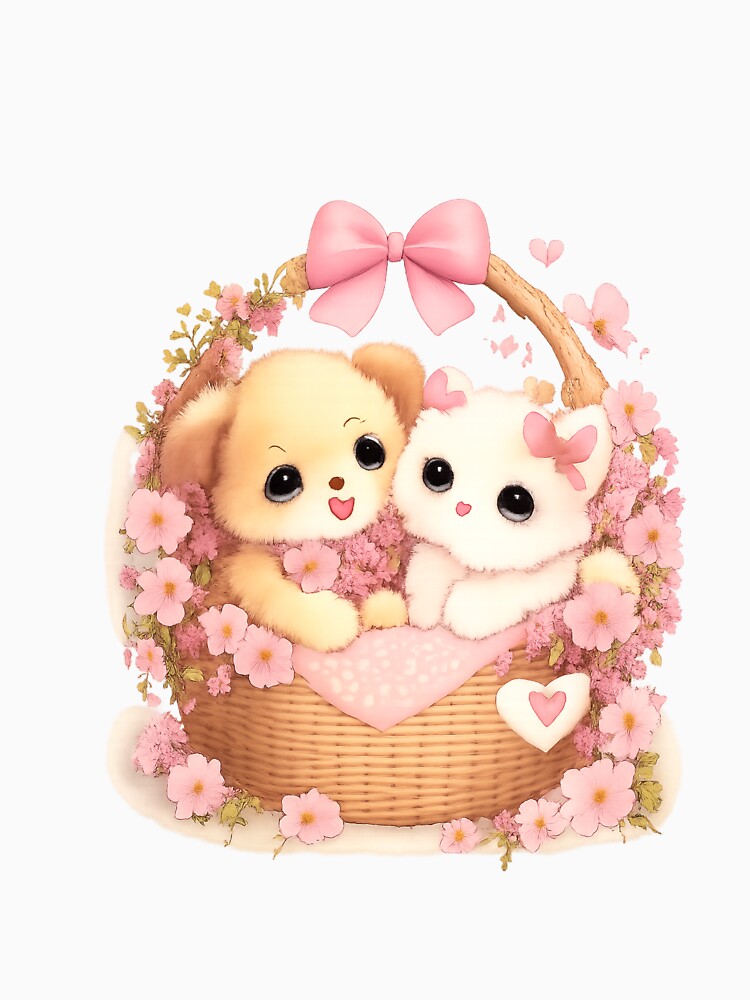 Classic Kawaii Basket Love – Soft Cute Companions by kimkosovo