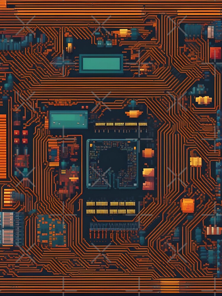 Cyber Symmetry – Pixel Art Circuit Board Illustration by Esterlane T-Shirts, Hoodie, Sweatshirt | BlankRebels.com (Image 3)