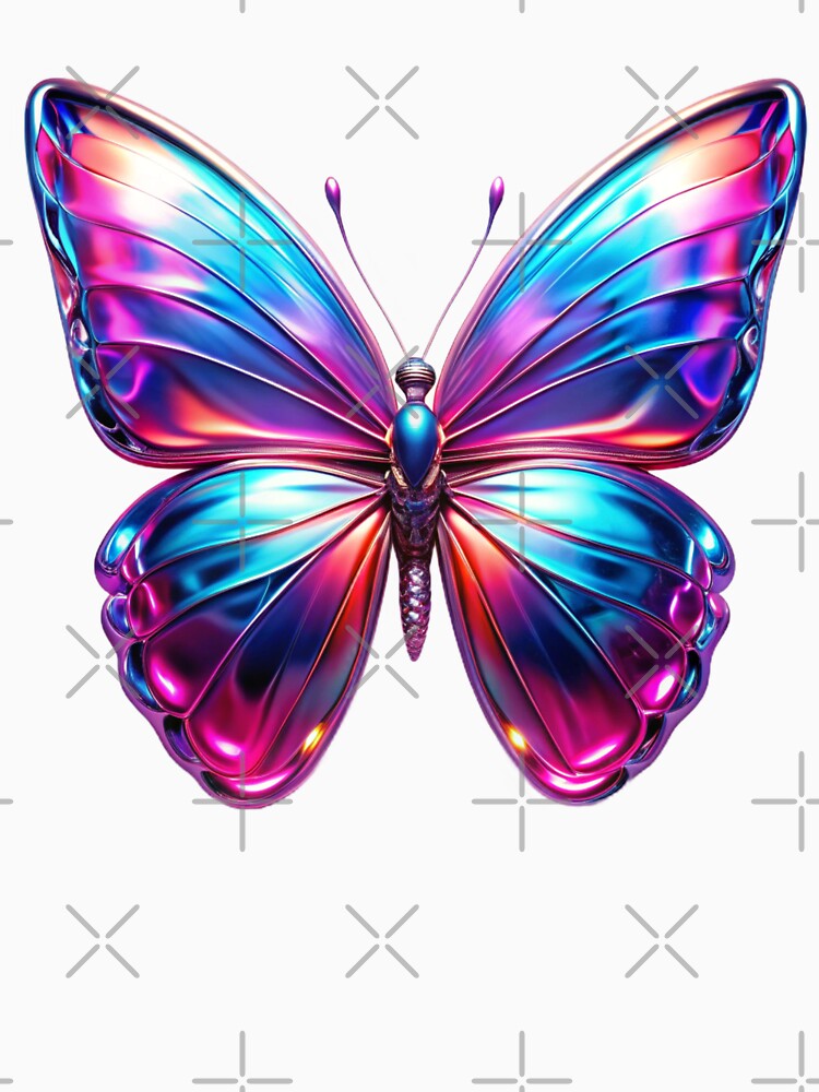 Chrome Butterfly Y2K Aesthetic by Erik Visnievskij T-Shirts, Hoodie, Sweatshirt | BlankRebels.com (Image 3)