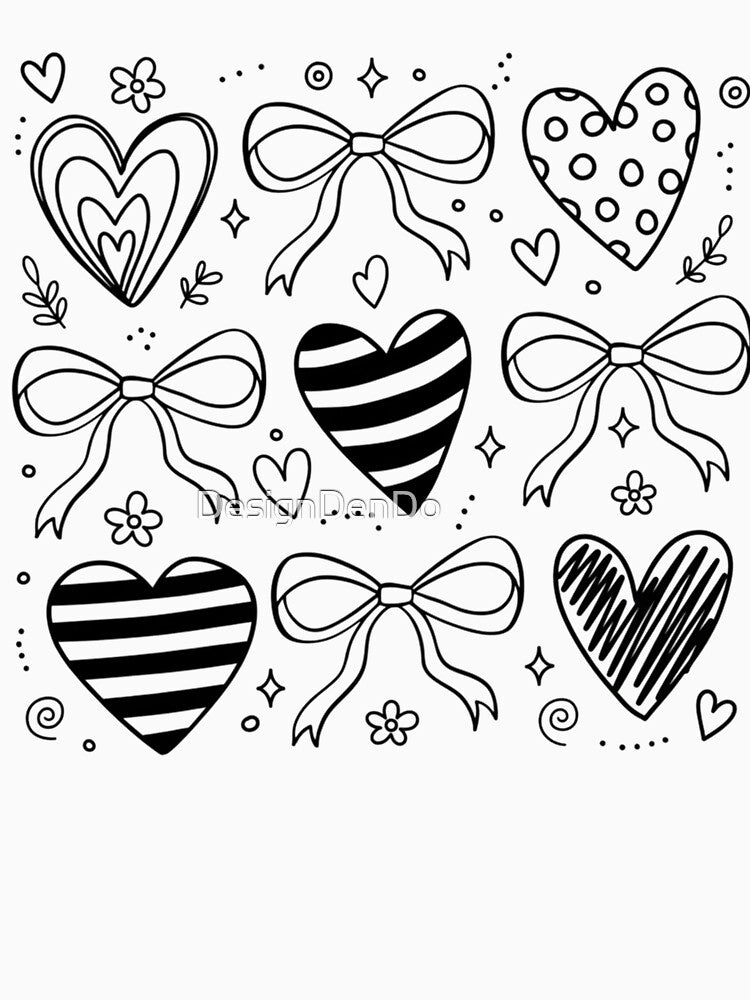 Valentine Coquette Heart, Valentine's Day Coquette, Valentine Bow, Valentine Design, Doodle Heart by... (Image 3)