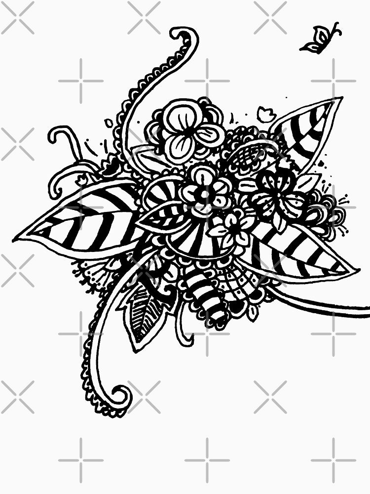 Summer Flower - Black (Zentangle/ Doodle/ Mandala) by CreativityRoams T-Shirts, Hoodie, Sweatshirt (Image 3)