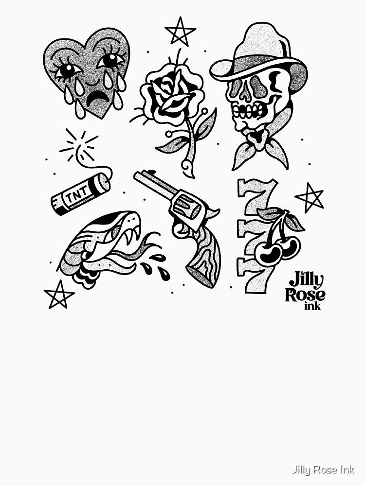Vintage Tattoo Flash by Jilly Rose Ink T-Shirts, Hoodie, Sweatshirt | BlankRebels.com (Image 3)