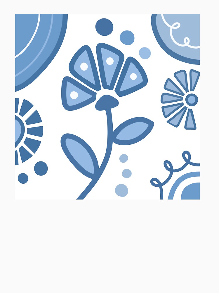Blue And White Flower Boho Design by Sartoris Art