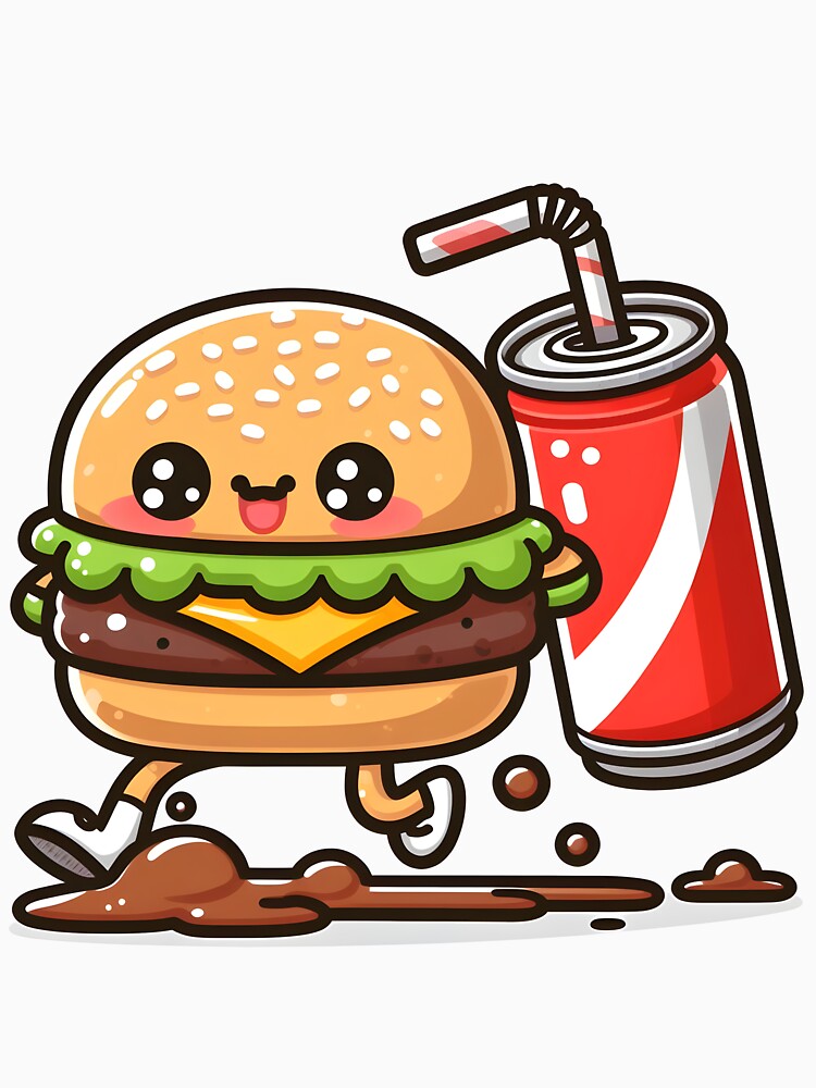 Kawaii Burger Running From Spilled Soda by CanvasCutie T-Shirts, Hoodie, Sweatshirt | BlankRebels.com (Image 3)