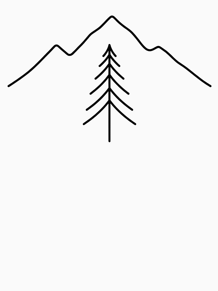 Pine Tree Mountain Minimalist Line Art Boho Style by Yellowriversss
