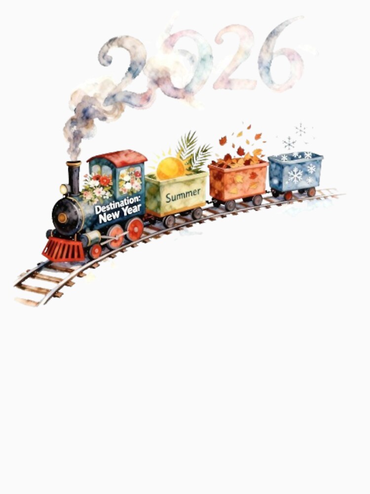 Happy New Year 2026 Train – Watercolor Seasons New Year Design by BlueYasmine T-Shirts, Hoodie, Sweatshirt (Image 3)