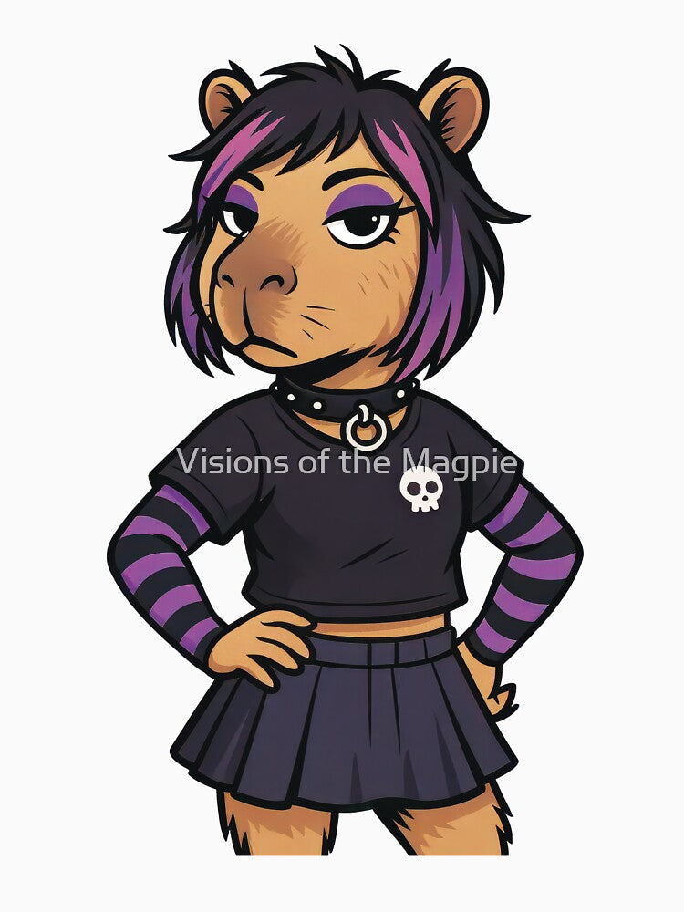Purple-Haired Emo Capybara with attitude by Visions of the Magpie T-Shirts, Hoodie, Sweatshirt | BlankRebels.com (Image 3)