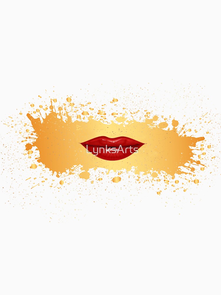 Red lips on golden splash grunge by LynksArts T-Shirts, Hoodie, Sweatshirt | BlankRebels.com (Image 3)
