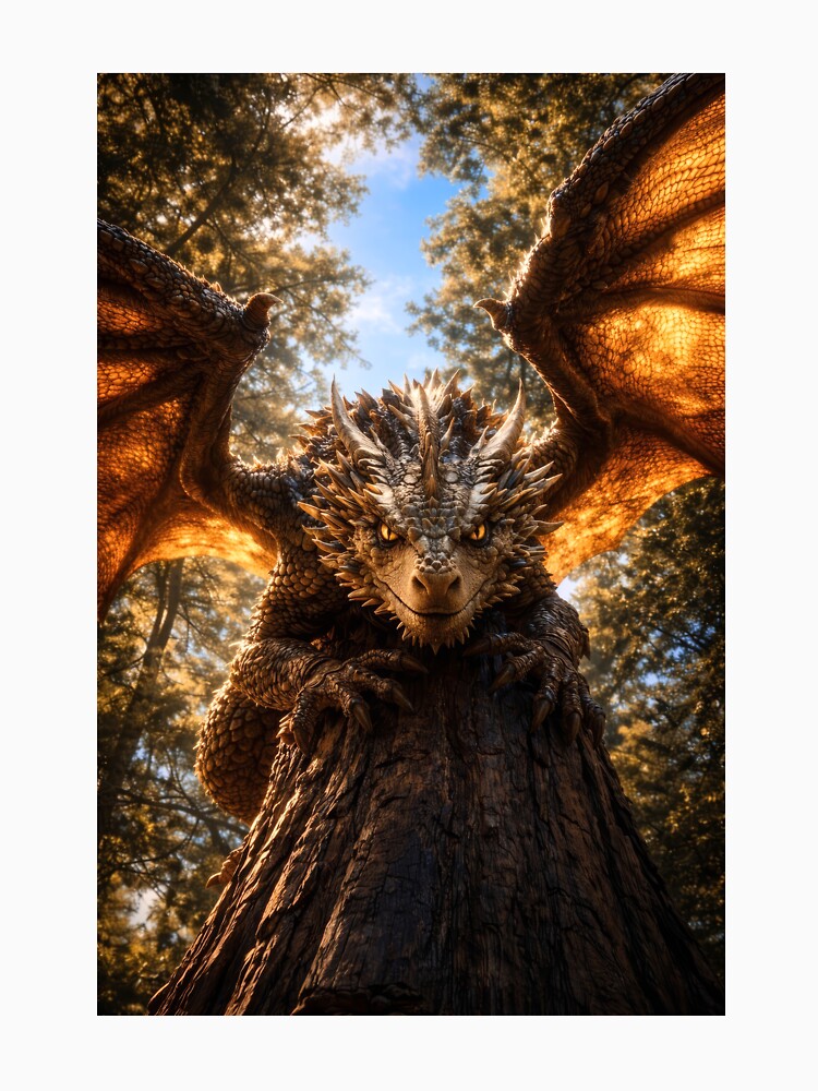Ancient Tree Guardian Dragon – Mystical Forest Fantasy Art by DrakariArt T-Shirts, Hoodie, Sweatshirt (Image 3)