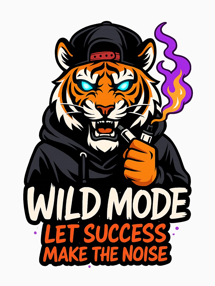 Wild Mode Tiger Streetwear T-Shirt | Neon Glow Hoodie Tiger Graphic Design by ZYNORAworld Sweatshirt (Image 3)