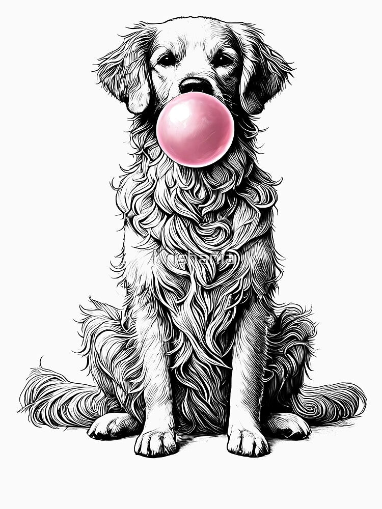 Funny Golden Retriever Bubble Gum Vintage Dog Mom Dad by Kimberley King Art  King Art T-Shirts, Hoodie, Sweatshirt (Image 3)