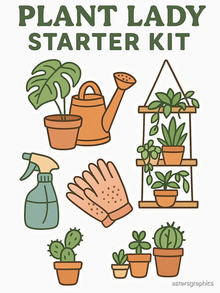 Plant Lady Starter Kit – Cute Gardening Sticker Pack for Indoor Plant Lovers by astersgraphics T-Shirts,... (Image 3)