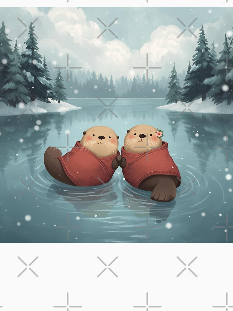 Floating Otters in Love on a Winter Lake by WildlifeWhimsy T-Shirts, Hoodie, Sweatshirt | BlankRebels.com (Image 3)