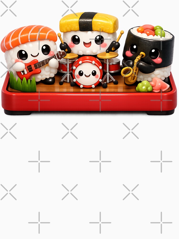 Cute Sushi Band Trio | Kawaii Cartoon Food Musicians by Moons Studio T-Shirts, Hoodie, Sweatshirt | BlankRebels.com (Image 3)