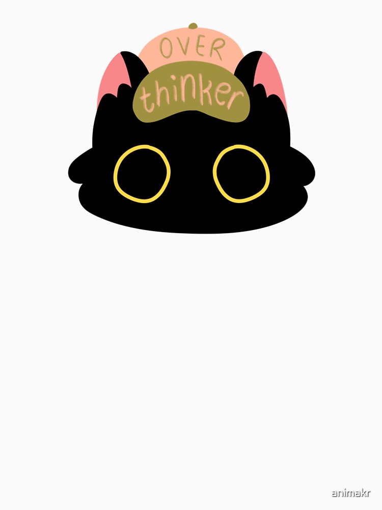 Black Cat Overthinker Hat Relatable Sticker by animakr T-Shirts, Hoodie, Sweatshirt | BlankRebels.com (Image 2)