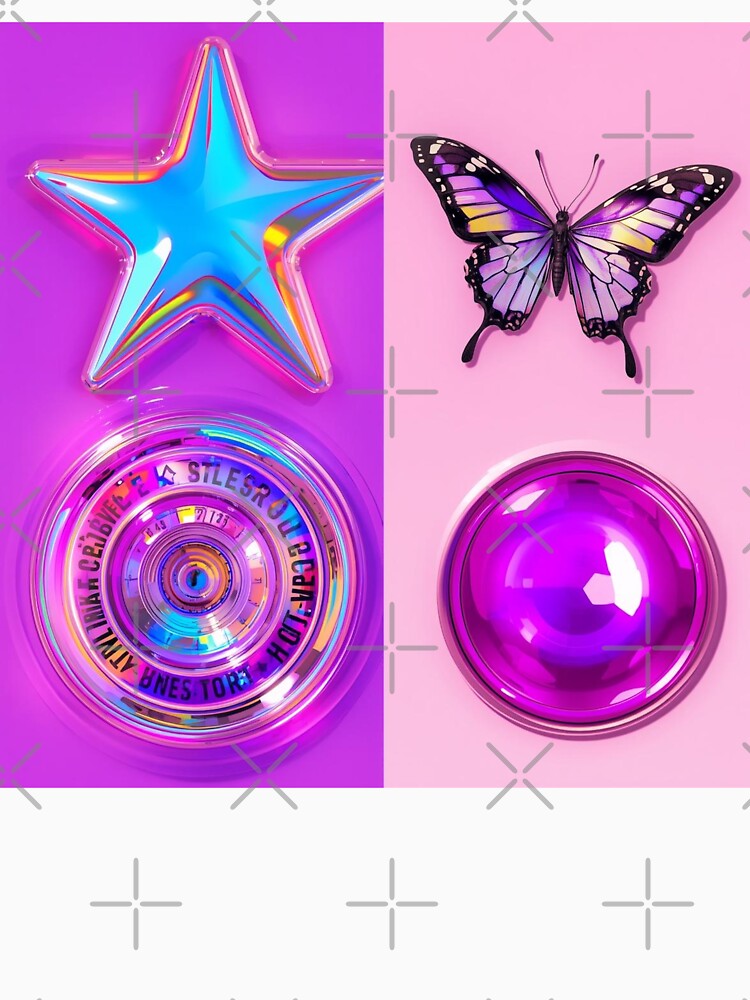 Cyber Y2K Holographic Butterfly & Chrome Stars by Esterlane T-Shirts, Hoodie, Sweatshirt | BlankRebels.com (Image 3)