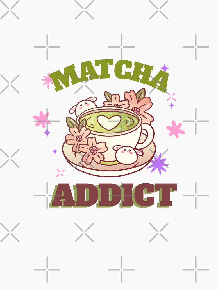Matcha Addict – Cute Matcha Tea Lover Design with Bunnies and Flowers by chatzous T-Shirts, Hoodie, Sweatshirt (Image 3)