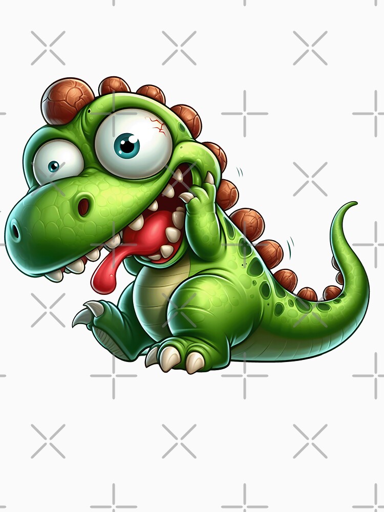 Cute Funny Cartoon Dinosaur Clipart – Silly Green Baby Dino with Big Eyes Illustration by LunaPixelStudio... (Image 3)