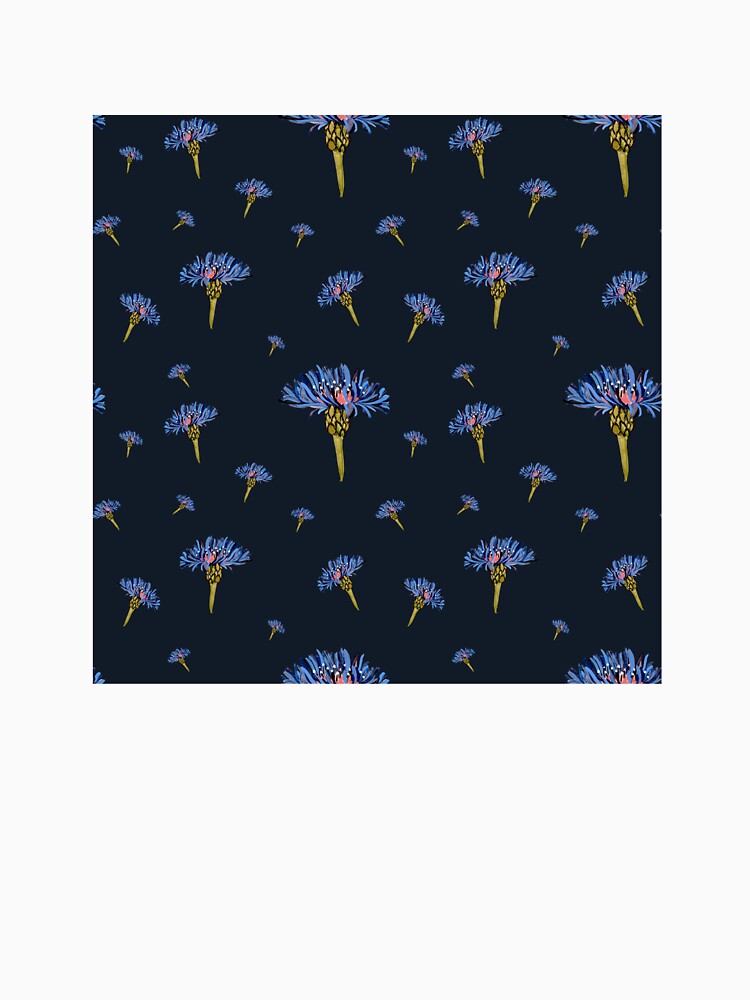 Flower blue violet pattern hand drawn watercolor blue by Yana Mustafina | Boho Soulful Designs T-Shirts,... (Image 3)